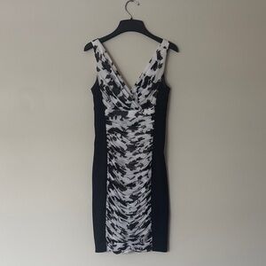 White House Black Market Black and White Patterned Mini Dress